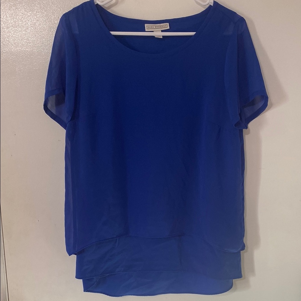 Blue Short Sleeve Layered Top Size M